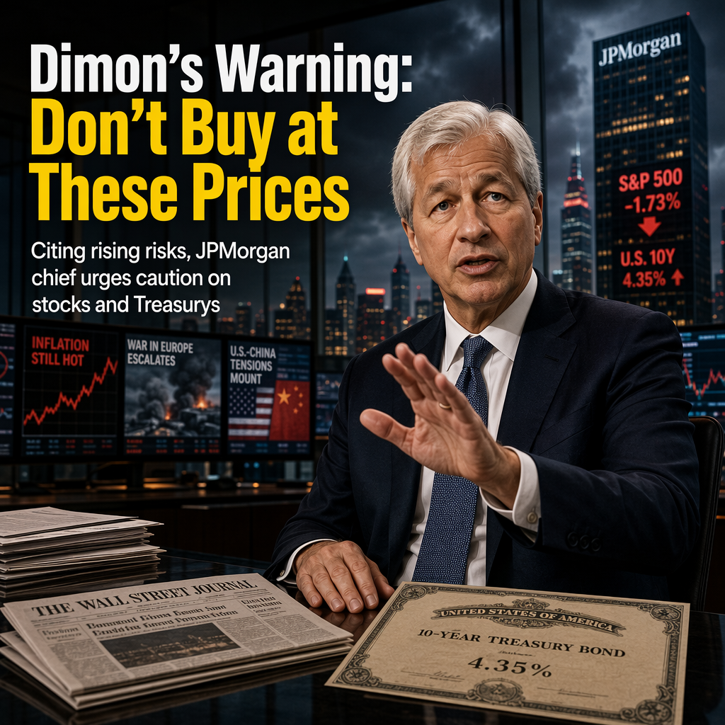 JPMorgan CEO Jamie Dimon Warns Against Buying Stocks and Treasurys at Current Prices Amid Rising Risks