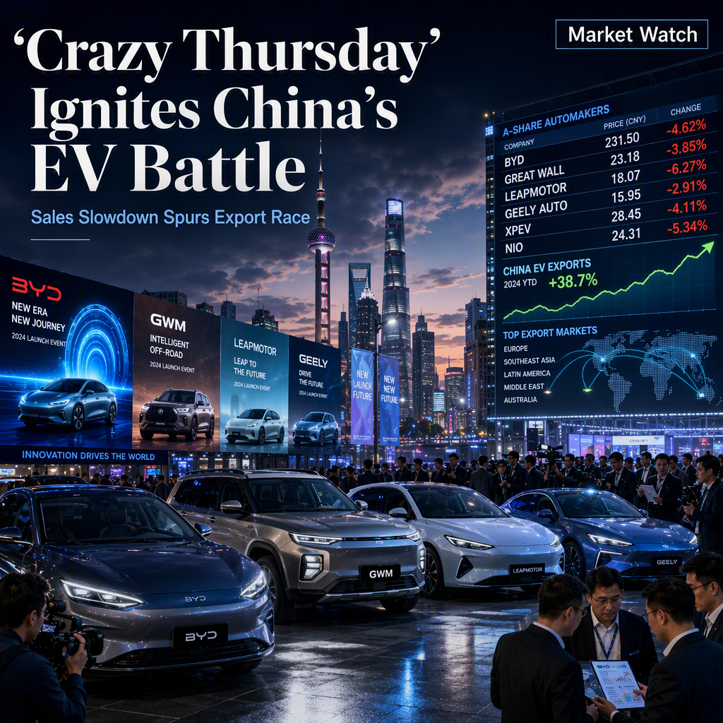 China's 'Crazy Thursday' Highlights Fierce EV Competition Amid Sales Slump and Export Pivot
