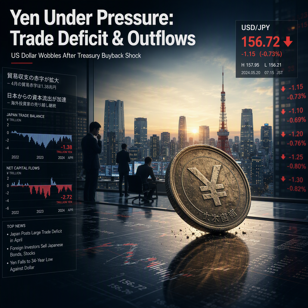 Japanese Yen Weakens Amid Trade Deficit and Portfolio Outflows as US Treasury Buybacks Pressure Dollar