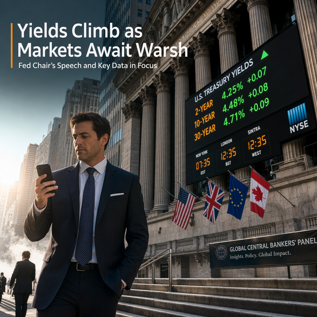 U.S. Treasury Yields Rise as Investors Await Fed Chair Warsh’s Speech and Key Economic Data
