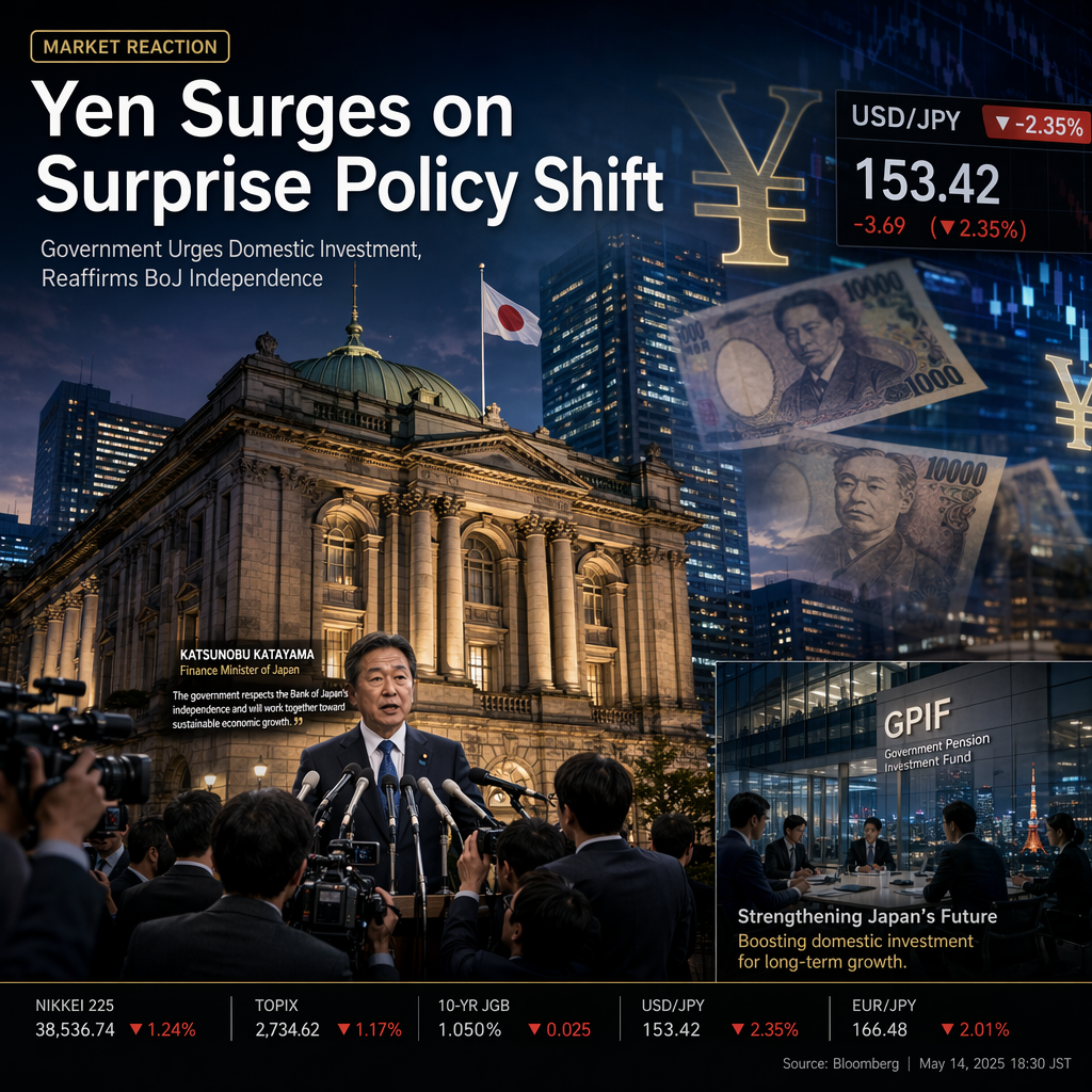 Japanese Yen Surges on Surprise Policy Shift Comments; Government Emphasizes BoJ Independence