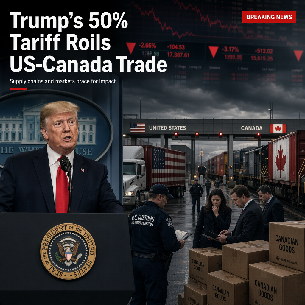 Trump Imposes 50% Tariff on Canadian Goods, Sparking Trade Tension Concerns