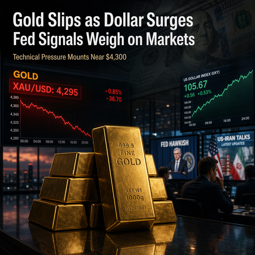 Gold Prices Drift Toward $4,300 as US Dollar Strengthens and Fed Hawkishness Weighs