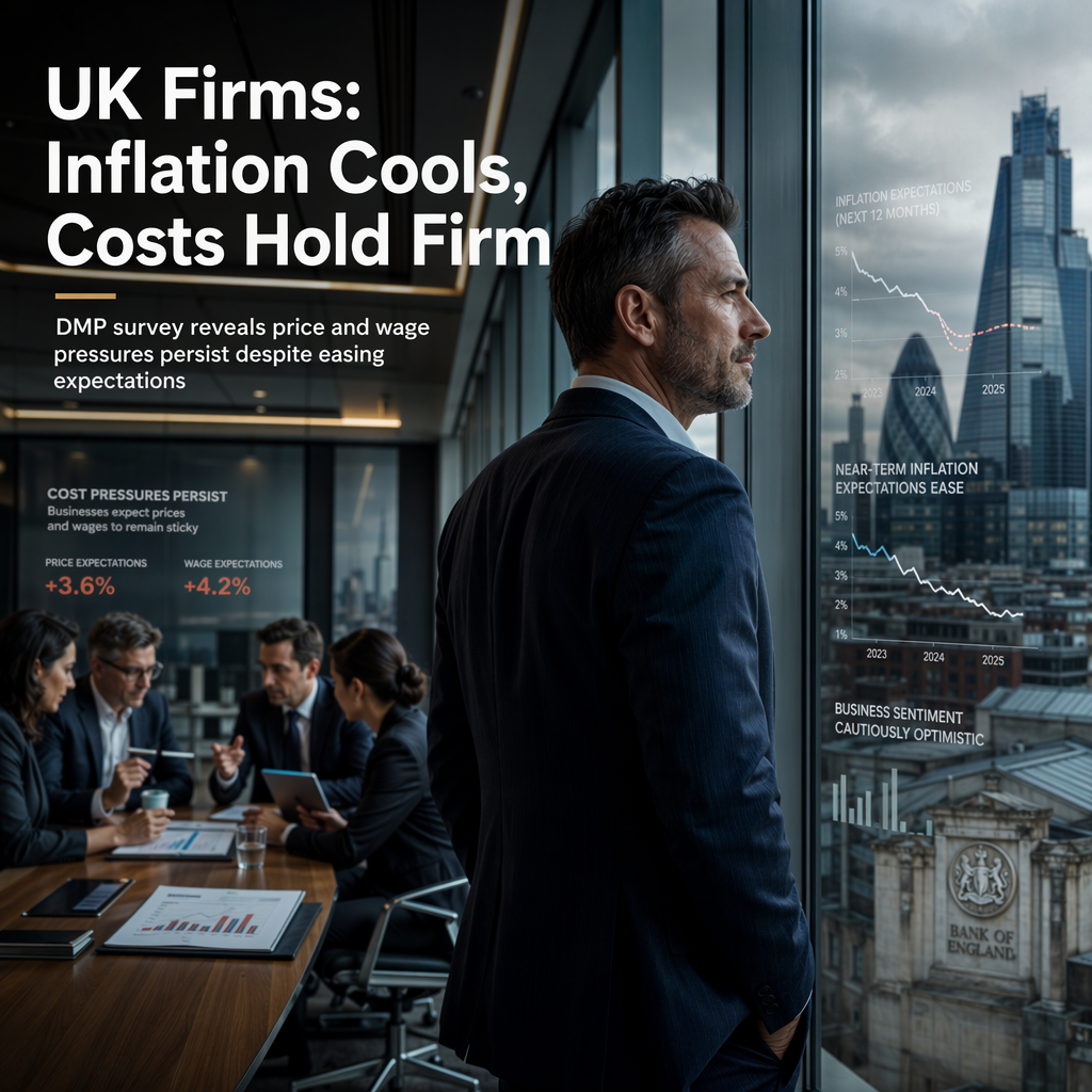 UK Firms See Lower Near-Term Inflation but Sticky Price and Wage Expectations, Says DMP Survey