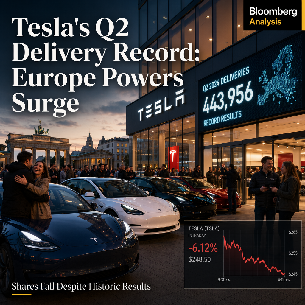 Tesla Surges Past Q2 Delivery Forecasts on European Rebound, Shares Fall Despite Record Results