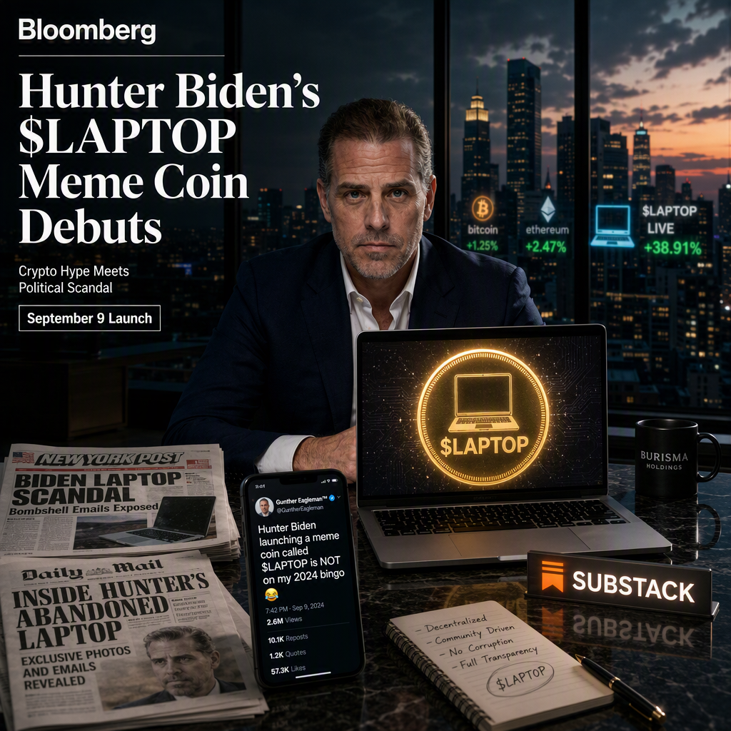 Hunter Biden Unveils $LAPTOP Meme Coin Inspired by Infamous Laptop, Set for September Launch