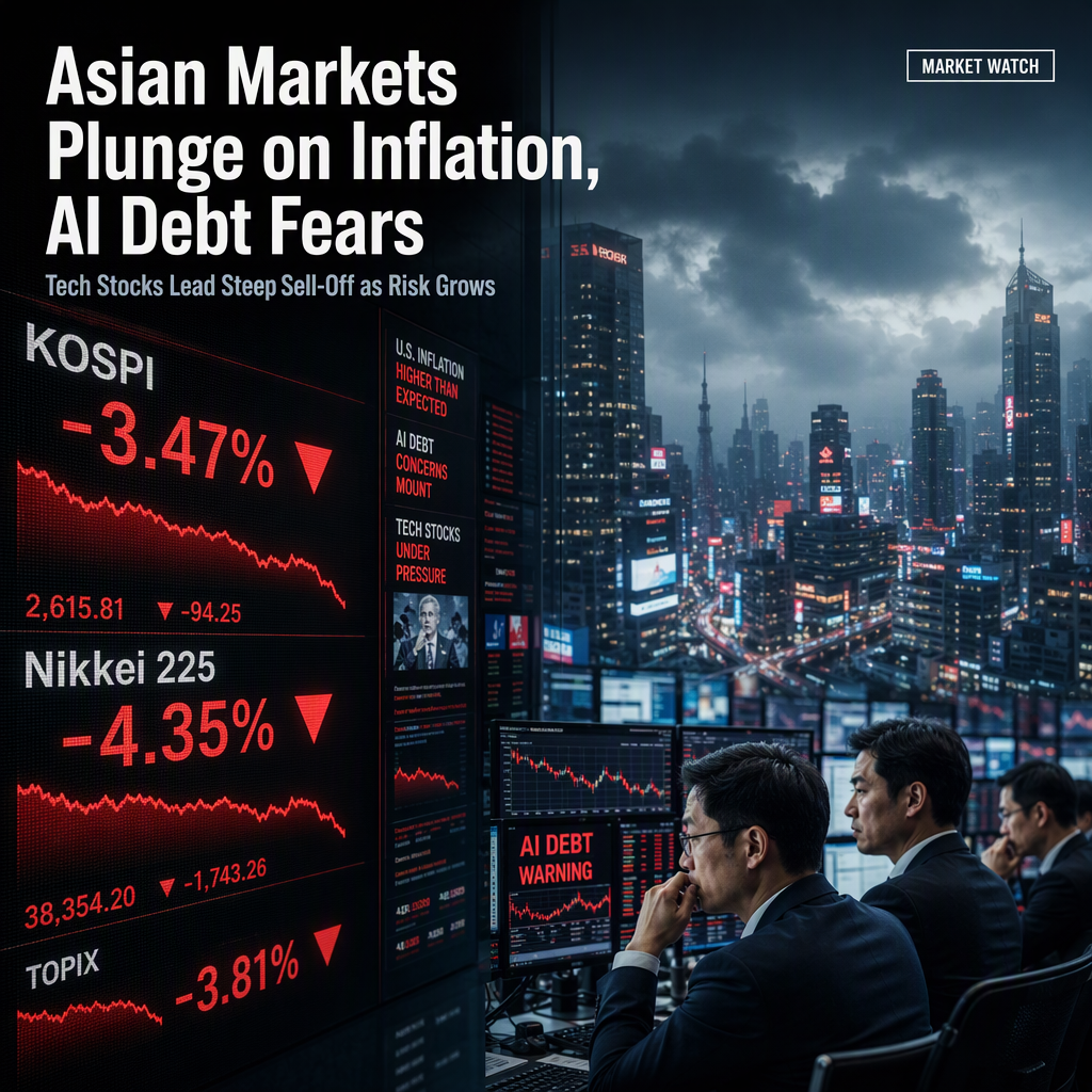 Asian Markets Tumble as U.S. Inflation and AI Debt Fears Trigger Tech Sell-Off