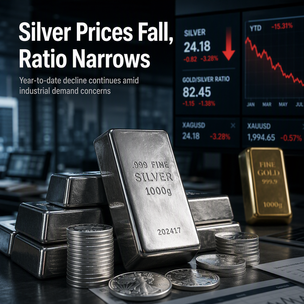 Silver Prices Drop 0.68% Amid Year-to-Date Decline, Gold/Silver Ratio Narrows
