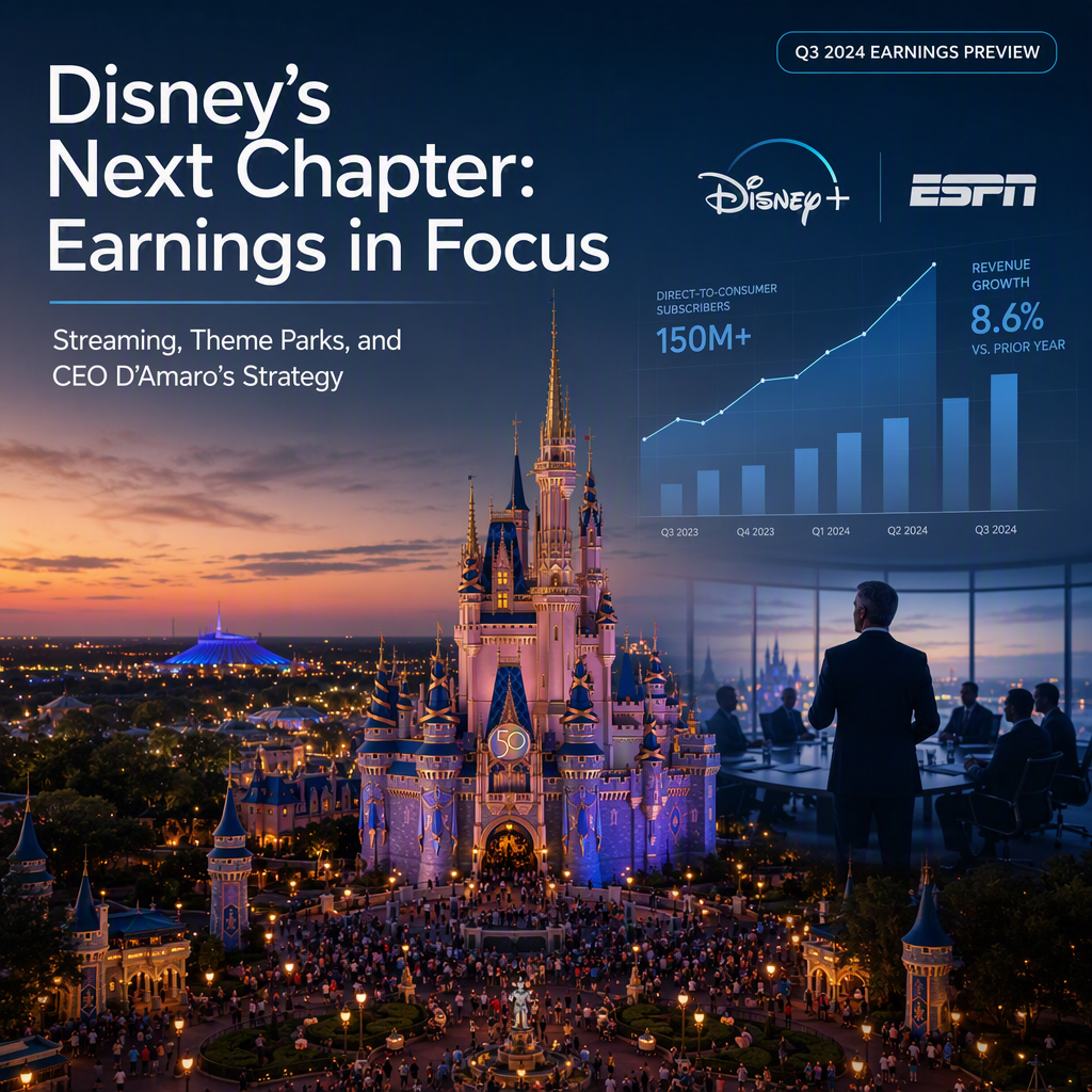 Disney Set to Report Q3 Earnings Amid Investor Focus on Streaming, Theme Parks, and CEO D'Amaro's Growth Strategy