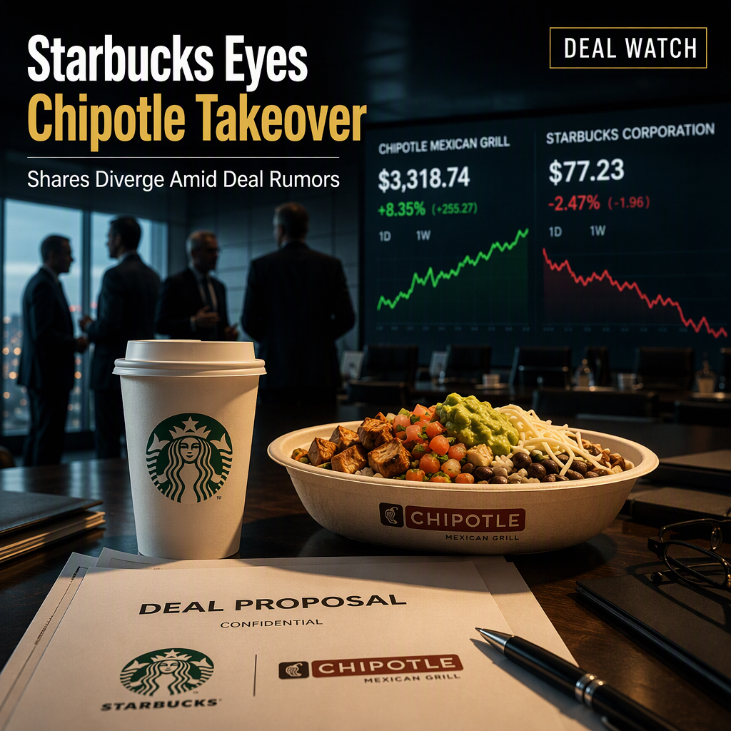 Starbucks Reportedly Explores Chipotle Takeover, Shares Diverge on Deal Rumors