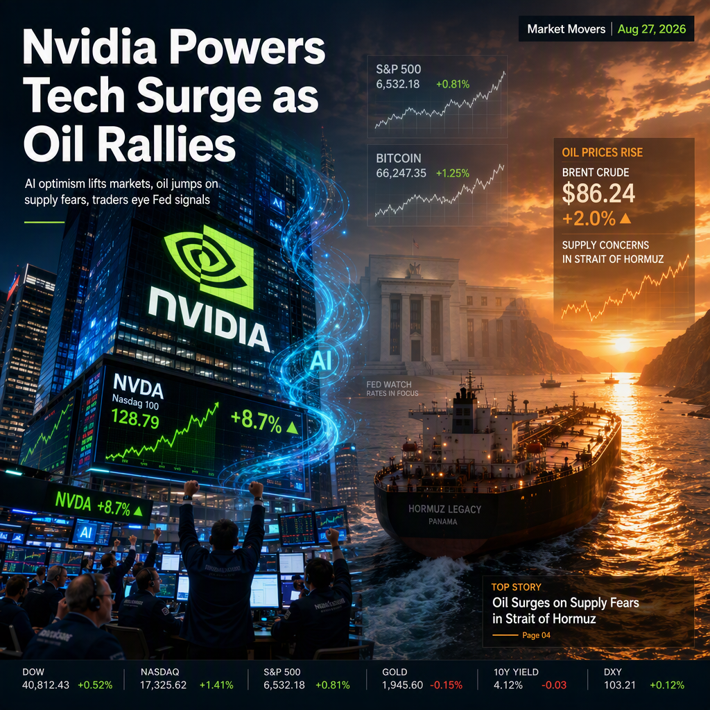 Nvidia's Revenue Outlook Fuels Tech Rally as Oil Surges on Supply Concerns