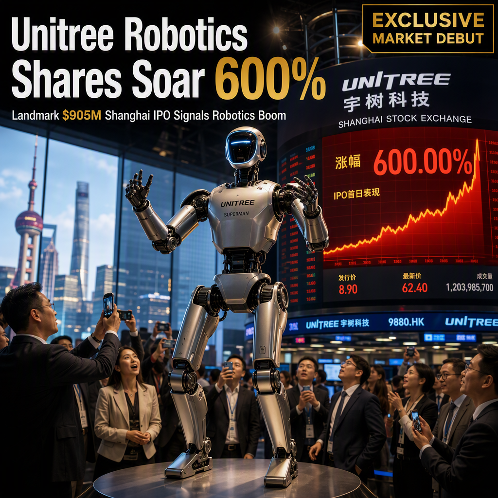 Unitree Robotics Shares Skyrocket Over 600% in Landmark $905 Million Shanghai IPO