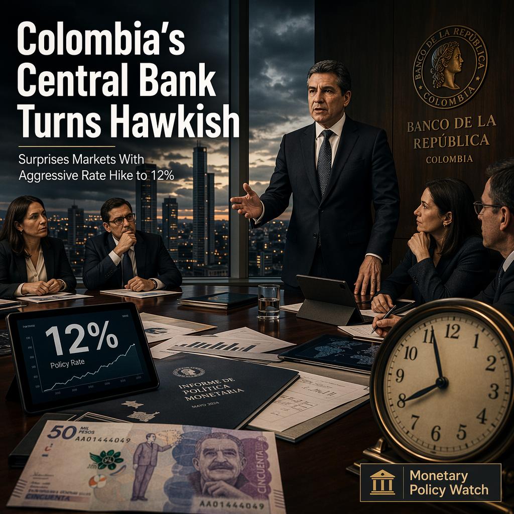 Colombia's Central Bank Surprises With 75bp Rate Hike to 12% Amid Persistent Inflation Risks