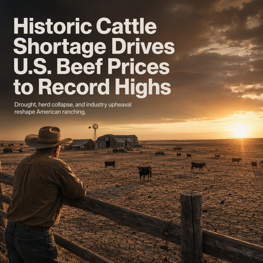 U.S. Faces Historic Cattle Shortage, Driving Beef Prices to Record Highs
