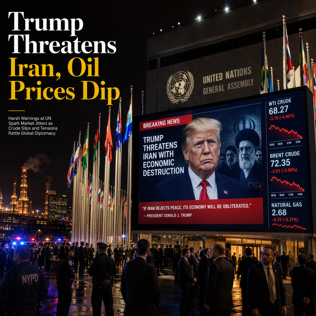 Trump Threatens Iran with Economic Destruction Amid UN General Assembly, Oil Prices Dip Despite Escalation