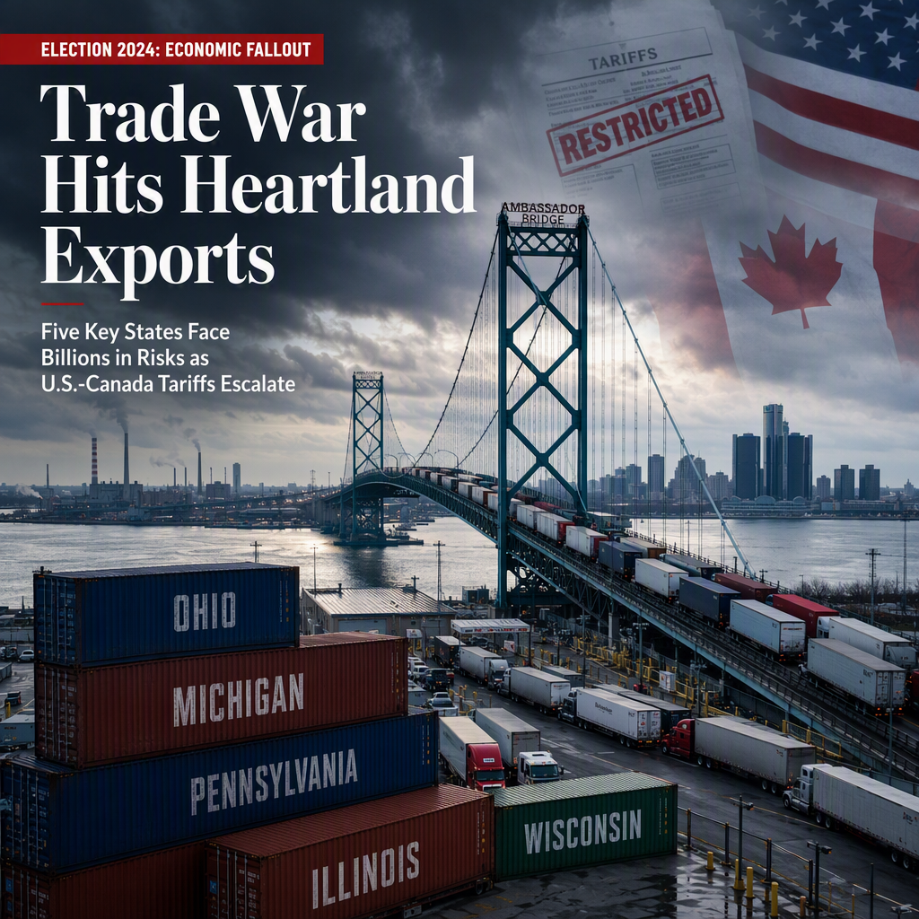 Five Key U.S. States Face Billions in Export Risks Amid Escalating Trump-Canada Trade War