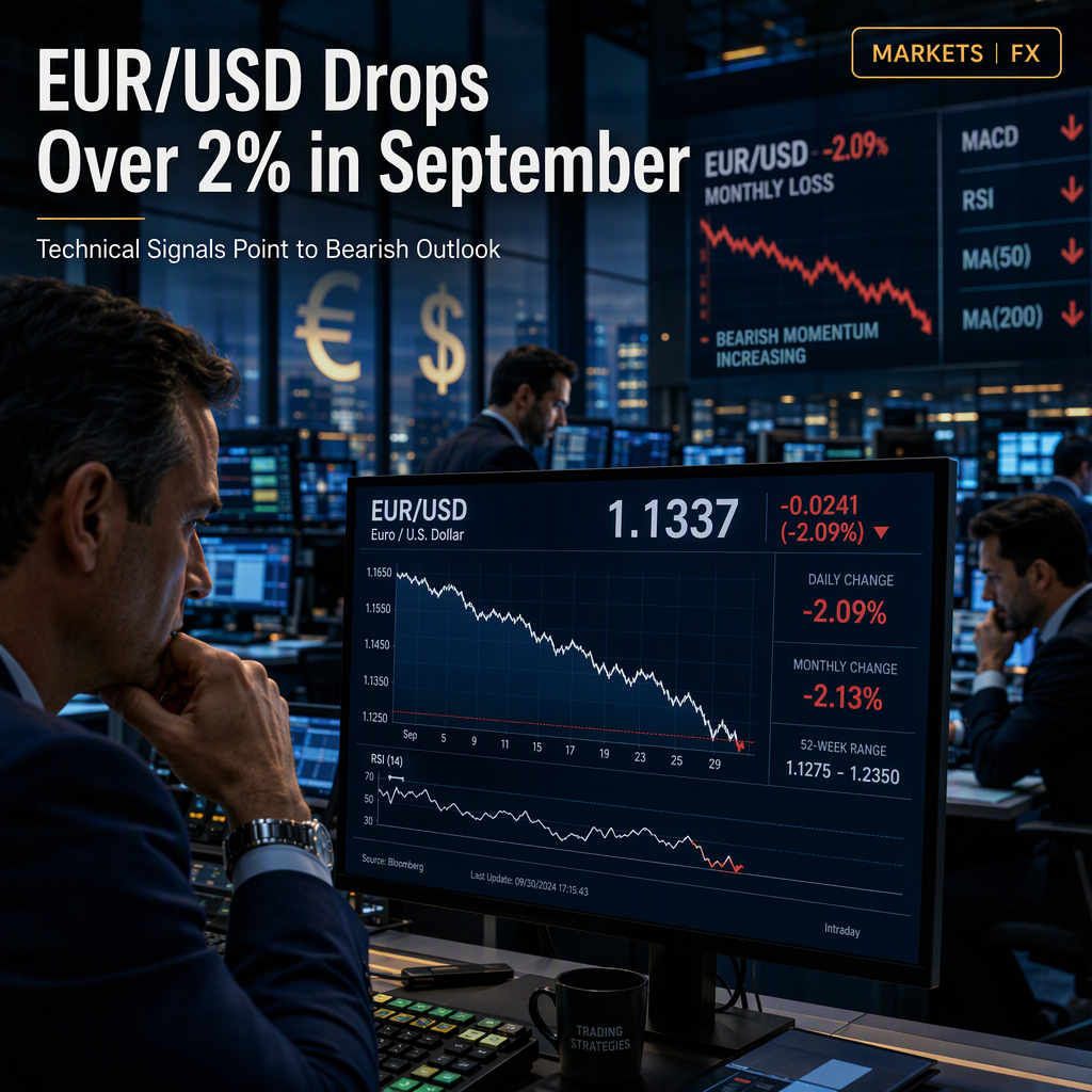 EUR/USD Slides Over 2% in September as US Dollar Strengthens, Technicals Signal Bearish Outlook