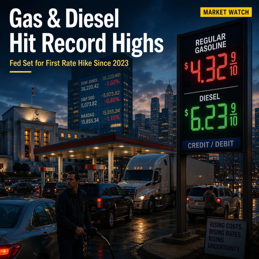 US Gas and Diesel Prices Reach Record Highs as Fed Prepares First Rate Hike Since 2023