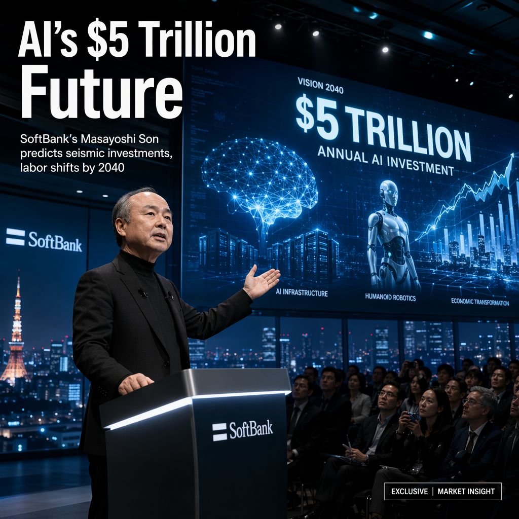 SoftBank's Masayoshi Son Predicts $5 Trillion Annual AI Investment by 2040, Foresees Major Shift in Labor and Infrastructure