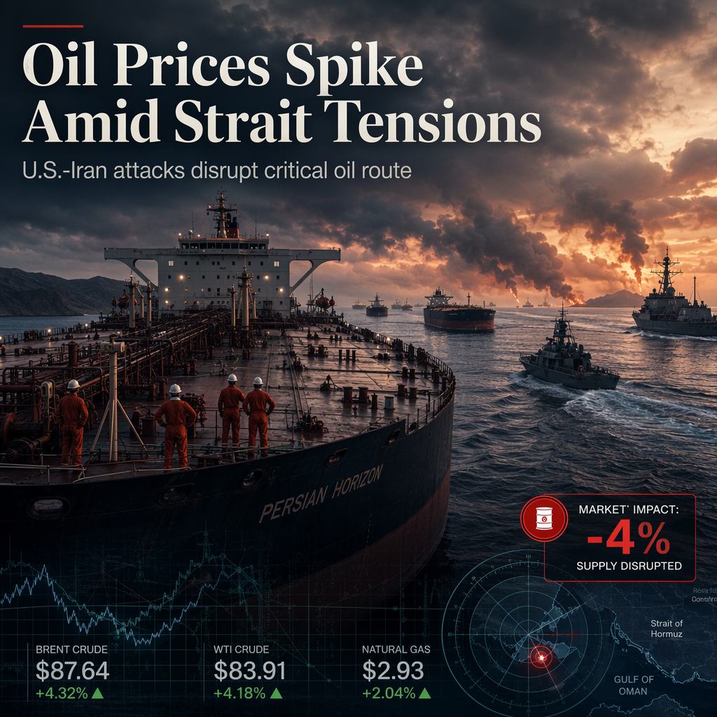 Oil Prices Surge Over 4% as U.S.-Iran Attacks Disrupt Strait of Hormuz Traffic