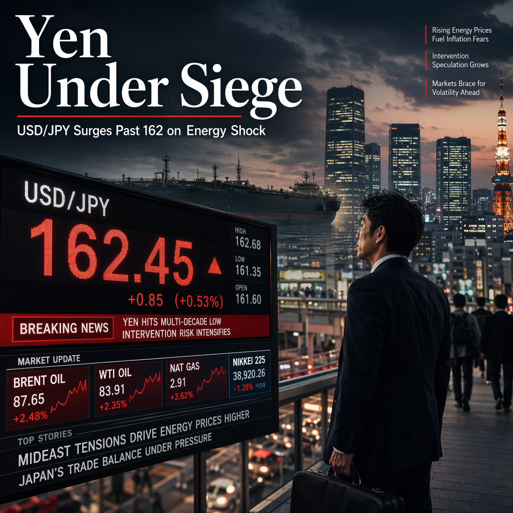 Japanese Yen Weakens as USD/JPY Surges Above 162 Amid Rising Energy Prices and Intervention Speculation