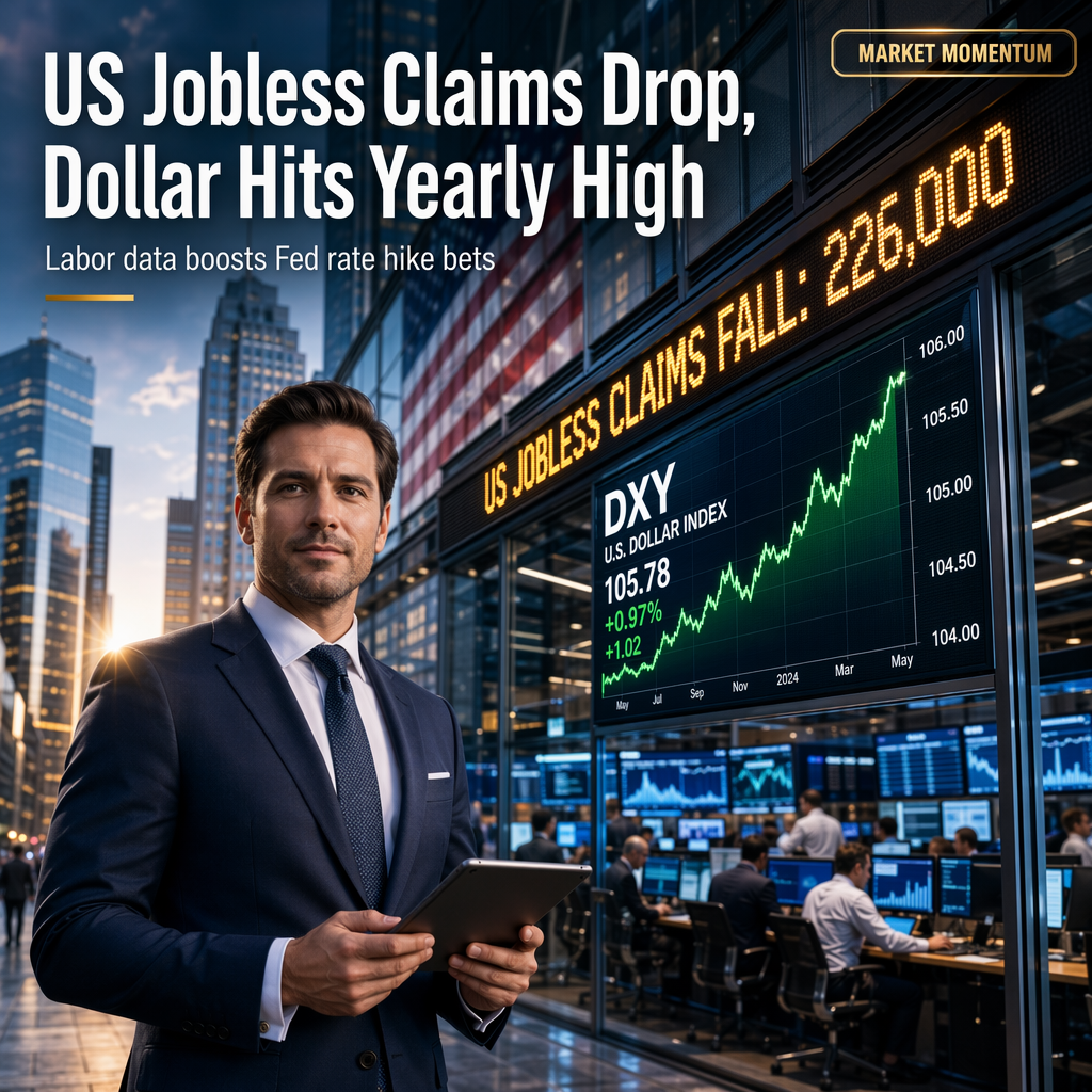 US Initial Jobless Claims Fall to 226,000, Supporting Dollar Strength