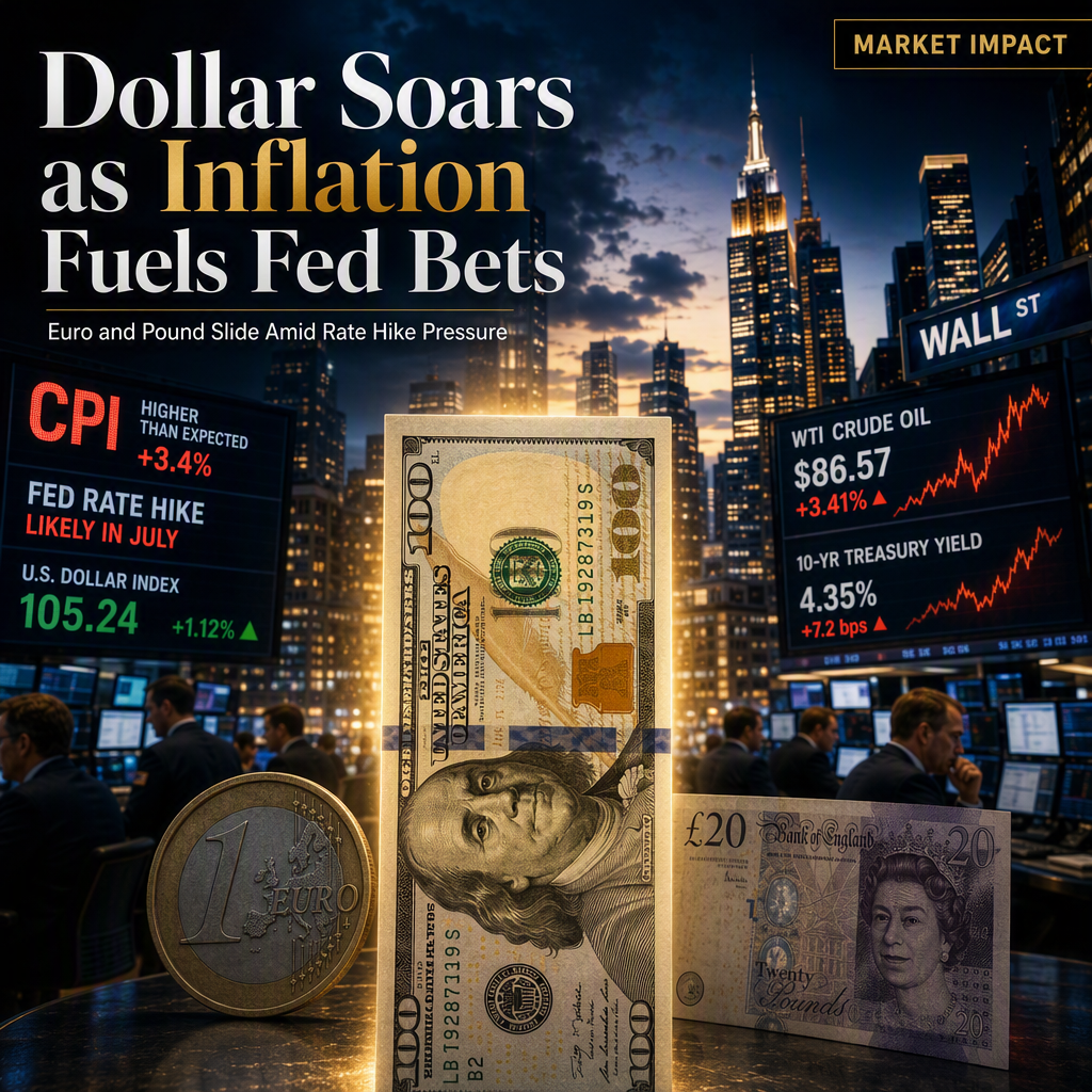 US Dollar Surges as Hot Inflation Data Fuels Fed Rate Hike Bets; Pound and Euro Under Pressure