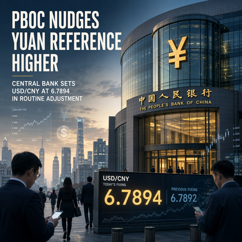 PBOC Sets Slightly Higher USD/CNY Reference Rate at 6.7894