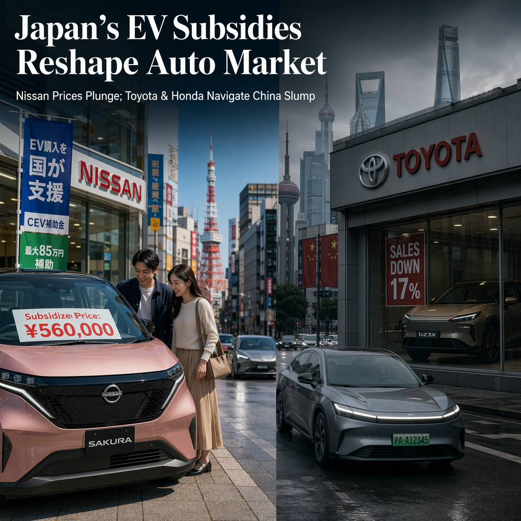 Japan's EV Subsidies Drive Down Nissan Prices as Toyota and Honda Face China Sales Slump Amid Shift to Electric Vehicles
