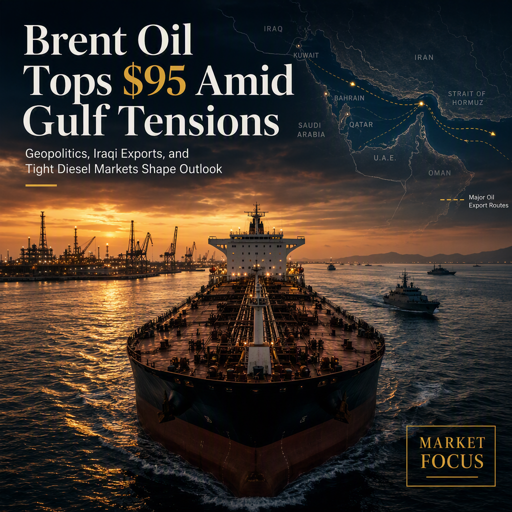 Brent Oil Holds Above $95 Amid US-Iran Tensions and Robust Iraqi Exports