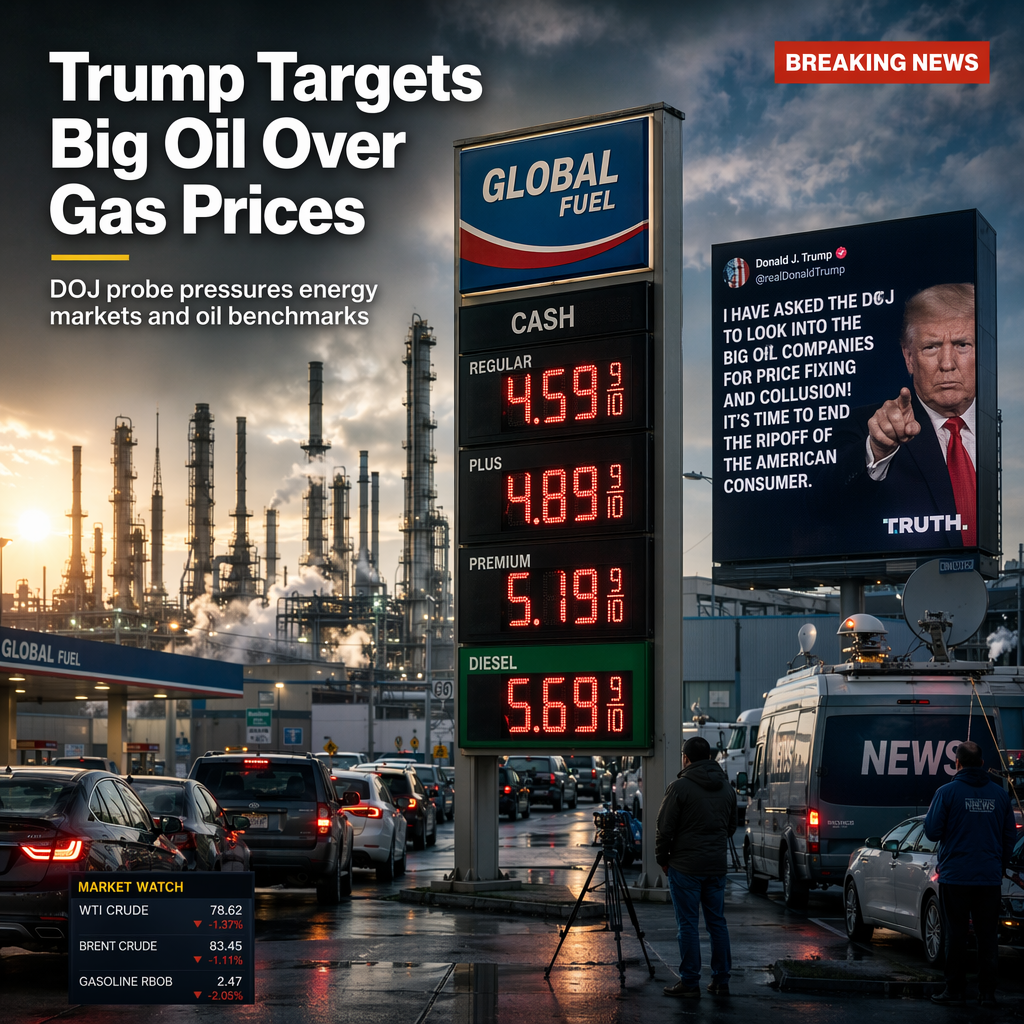 President Trump Orders DOJ Probe Into Big Oil Over Gasoline Prices, Pressuring Energy Markets