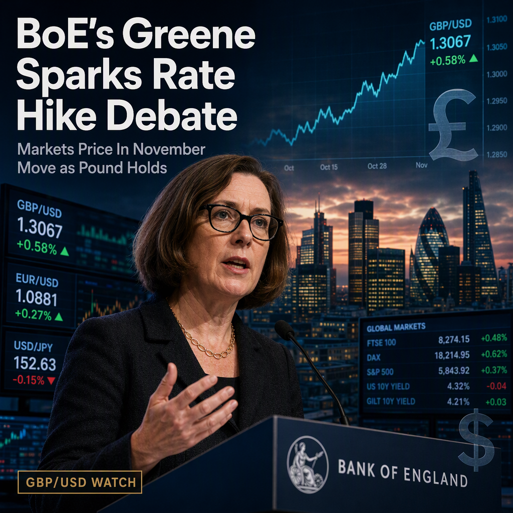 BoE's Greene Pushes for Rate Hike as Markets Price in November Move; Pound Holds Firm