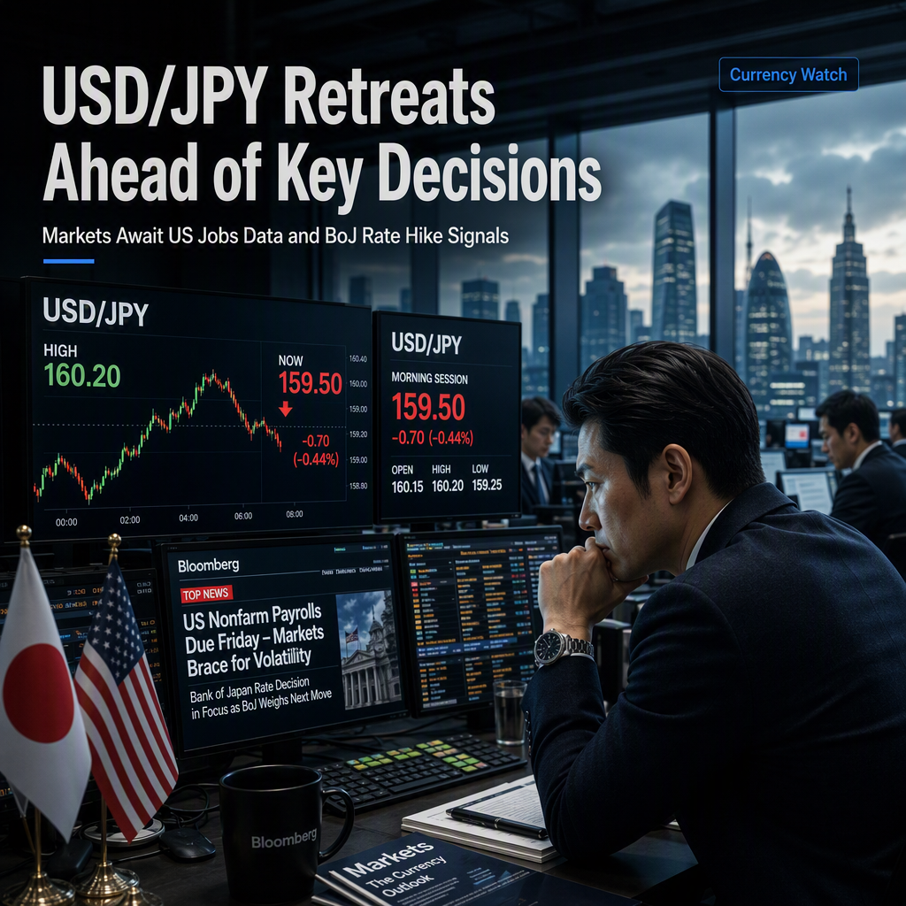 USD/JPY Pulls Back from 160.20 Highs as Markets Await US Payrolls and BoJ Rate Hike Signals