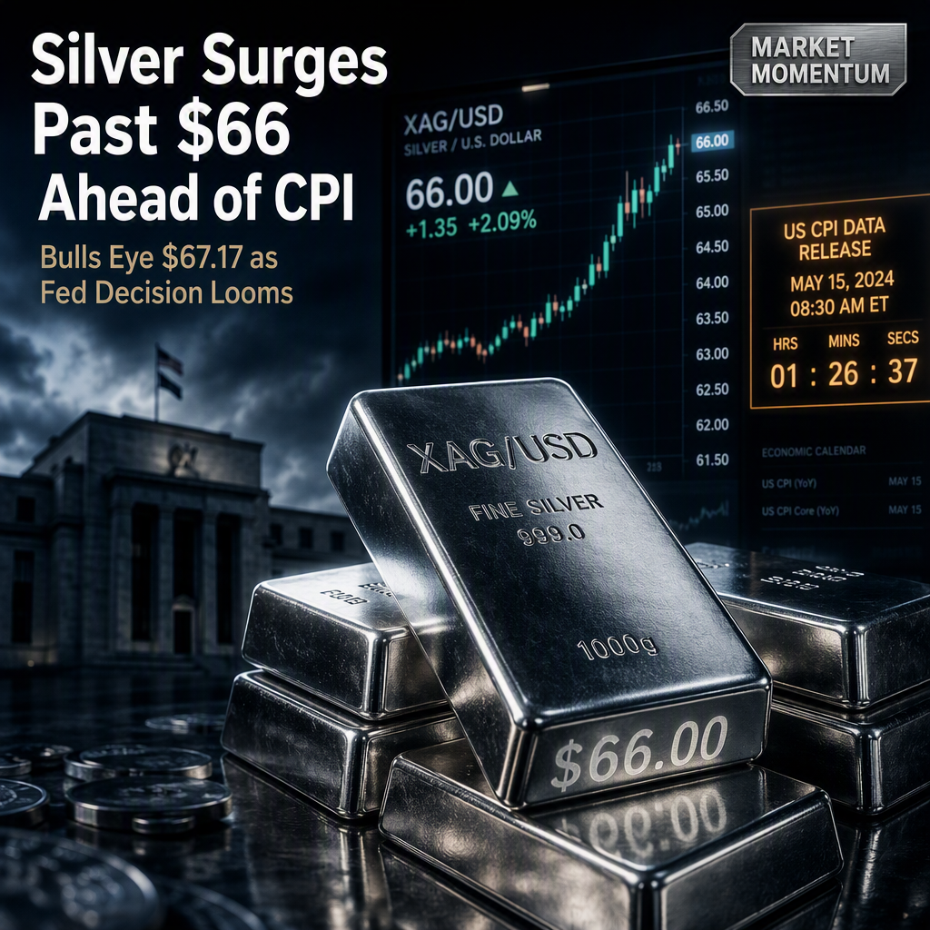 Silver Price Rallies Above $66 as Bulls Target $67.17 Ahead of US CPI Data