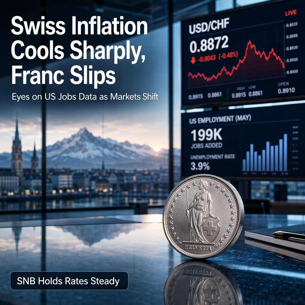 Swiss Inflation Slows Sharply in June, Pressuring Franc as Markets Eye US Jobs Data