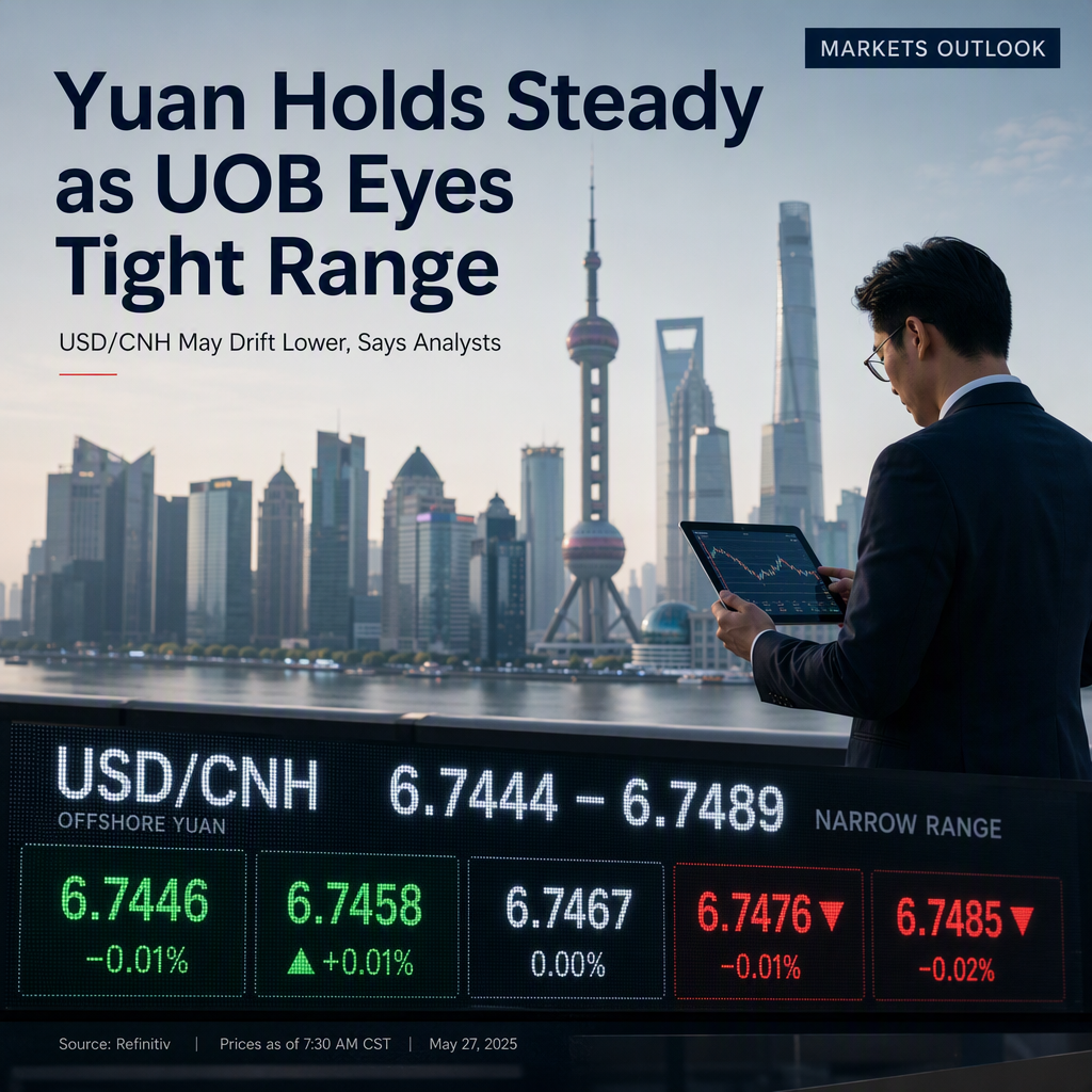 UOB Sees Chinese Yuan Trading in Tight Range with Potential for USD/CNH Drift Lower
