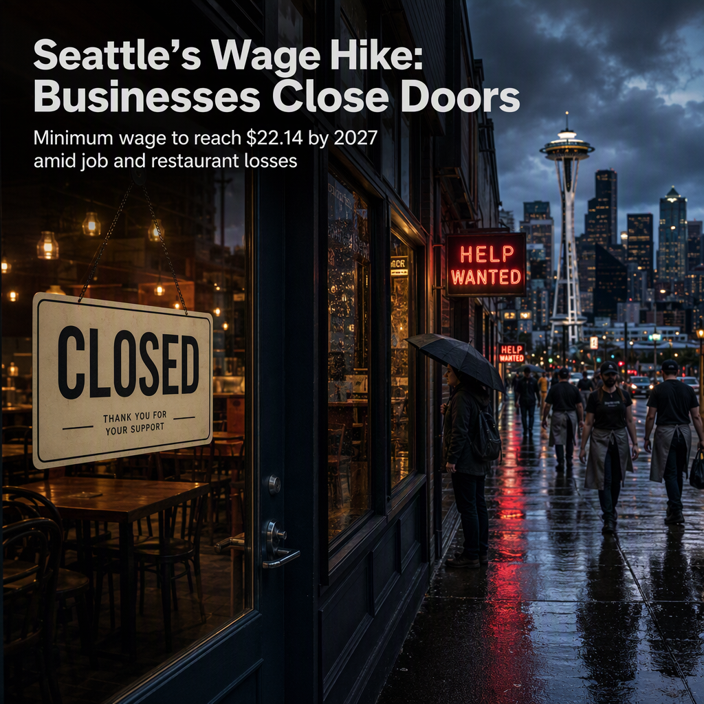 Seattle to Implement $22.14 Minimum Wage by 2027 Amid Business Closures and Job Decline