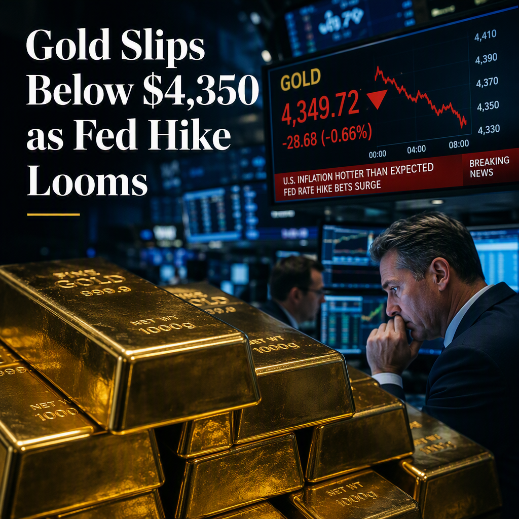 Gold Slips Below $4,350 as Hot US Inflation Data Fuels Fed Rate Hike Bets