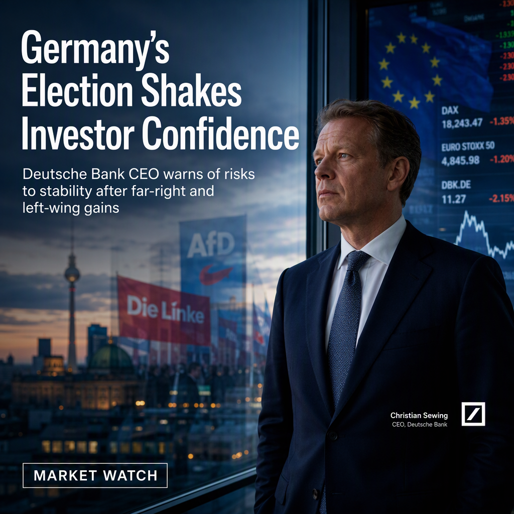 Deutsche Bank CEO Flags Investor Concerns After German State Election Results