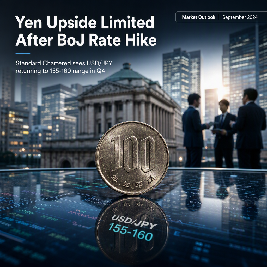 Standard Chartered Projects Limited Yen Upside Despite Expected BoJ Rate Hike in September