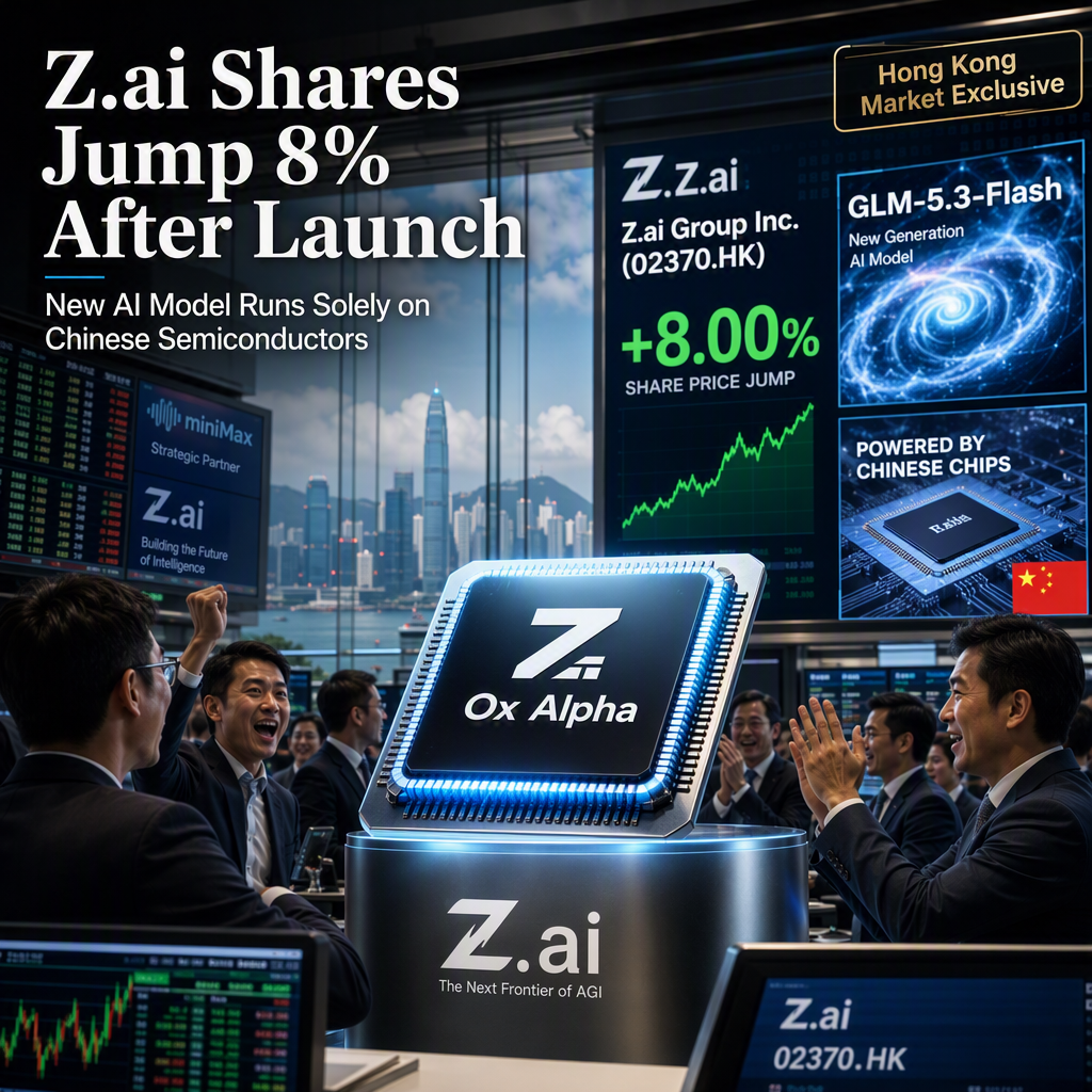 Z.ai Shares Jump 8% After Launching New AI Model Powered Exclusively by Chinese Chips