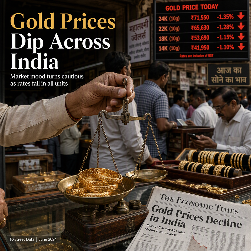 Gold Prices Decline in India, Marking Drop Across All Units