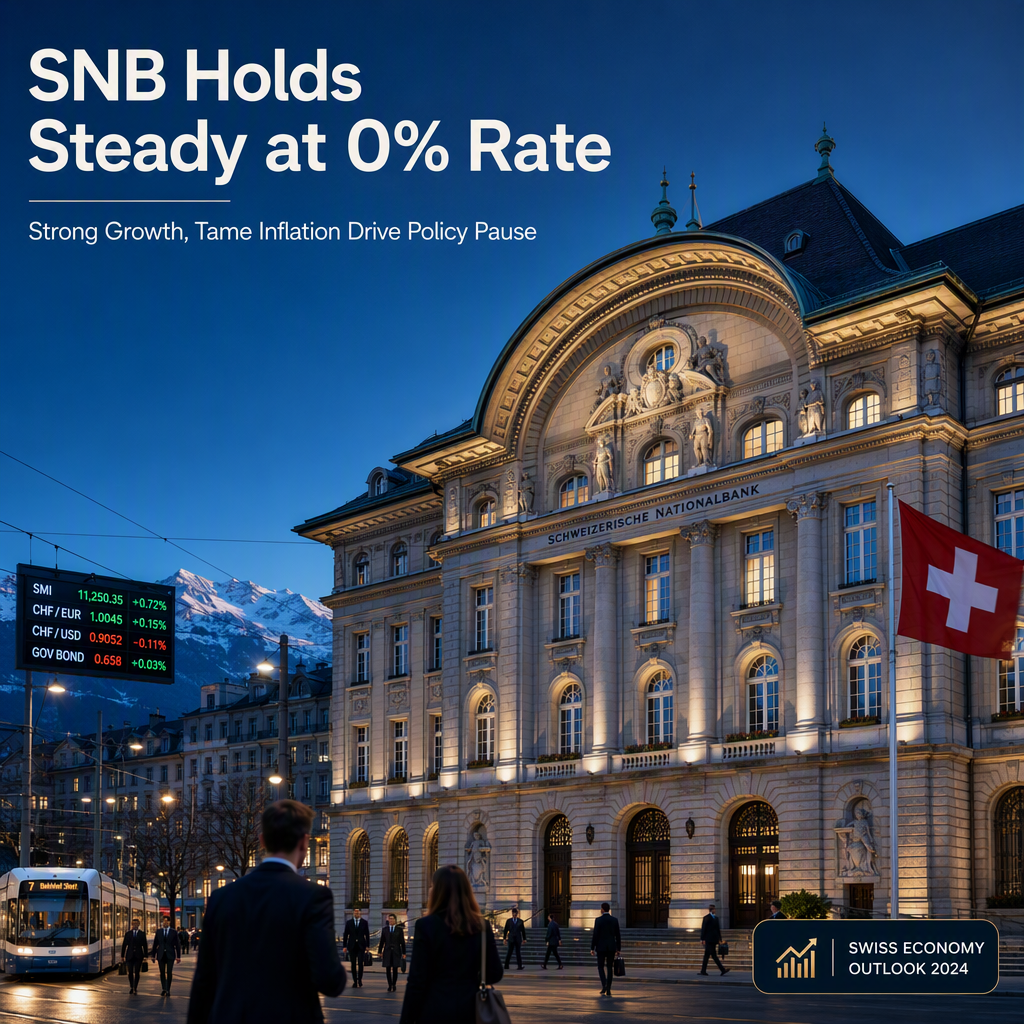 Swiss National Bank Expected to Hold Policy Rate at 0% Amid Strong Growth and Subdued Inflation