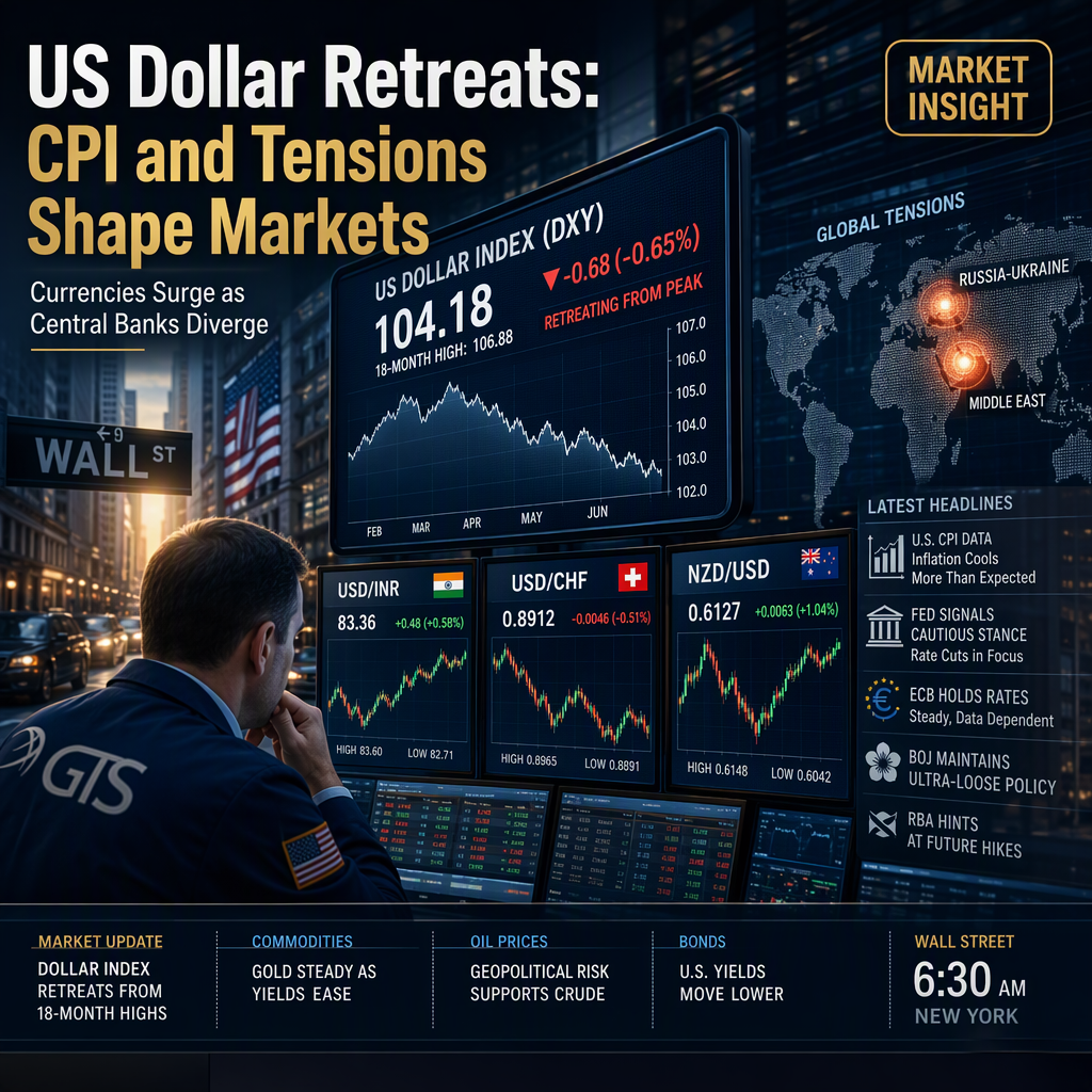 US Dollar Retreats from 18-Month Highs as Markets Await Key US CPI Data Amid Geopolitical Tensions