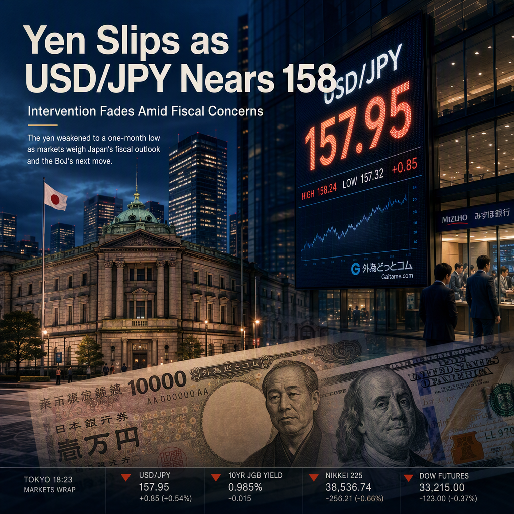 Japanese Yen Weakens as USD/JPY Rebounds Near 158 Despite Recent Intervention