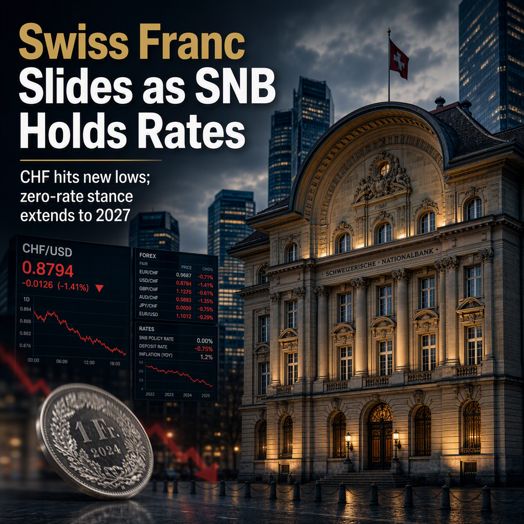 Swiss Franc Weakness Deepens as SNB Signals Prolonged Zero-Rate Policy