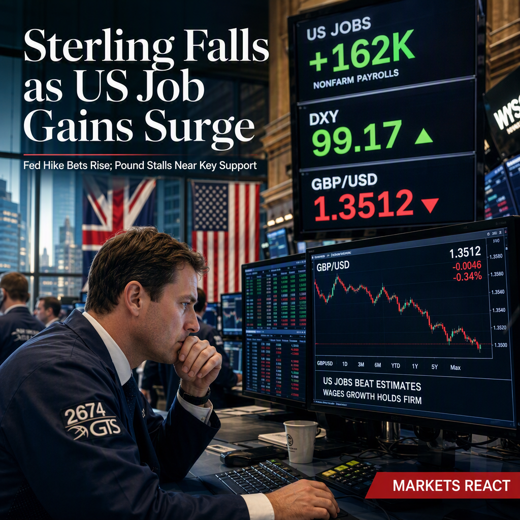 Sterling Retreats as Robust US Jobs Data Fuels Fed Rate Hike Speculation