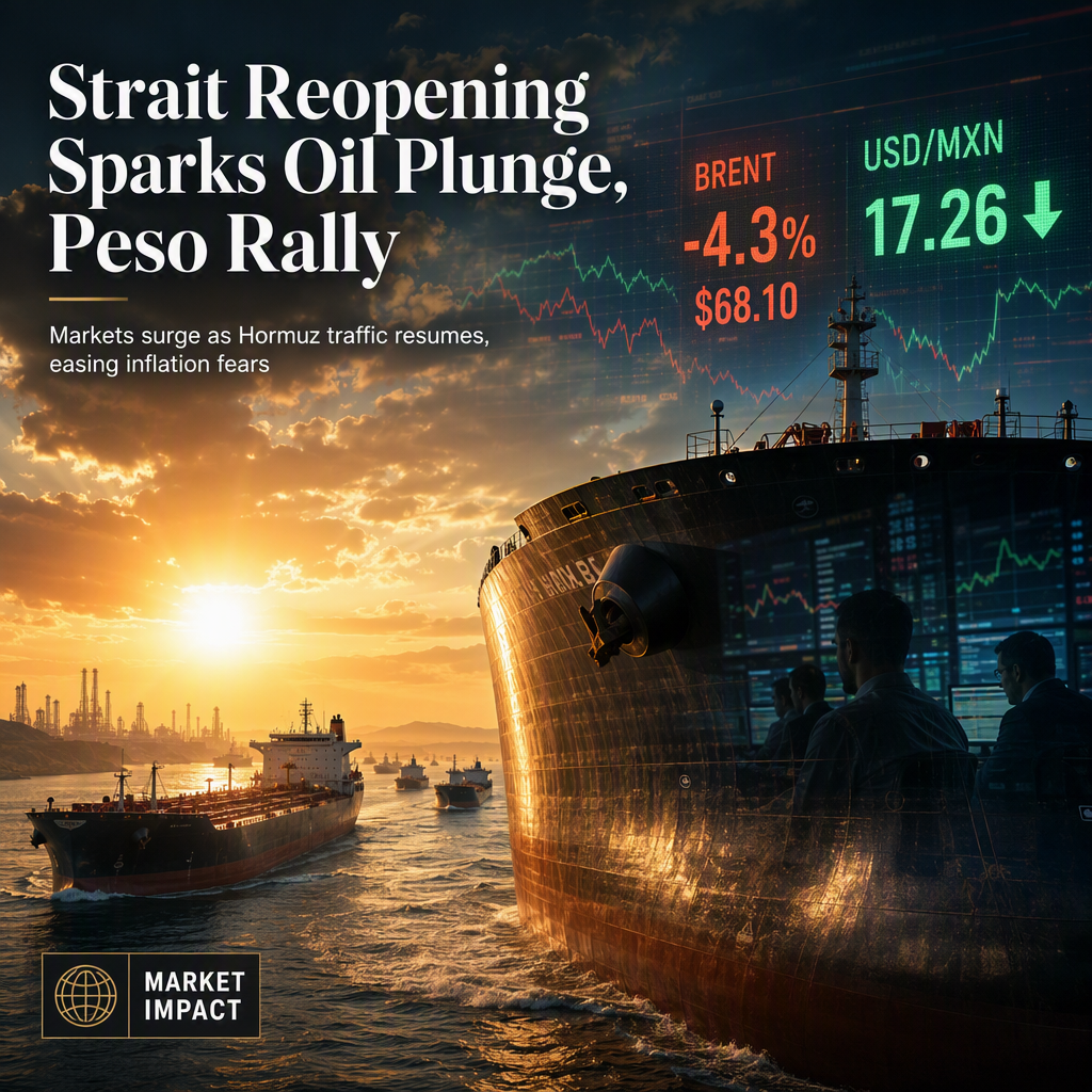 Oil Prices Plunge and Mexican Peso Surges Amid Strait of Hormuz Reopening Speculation