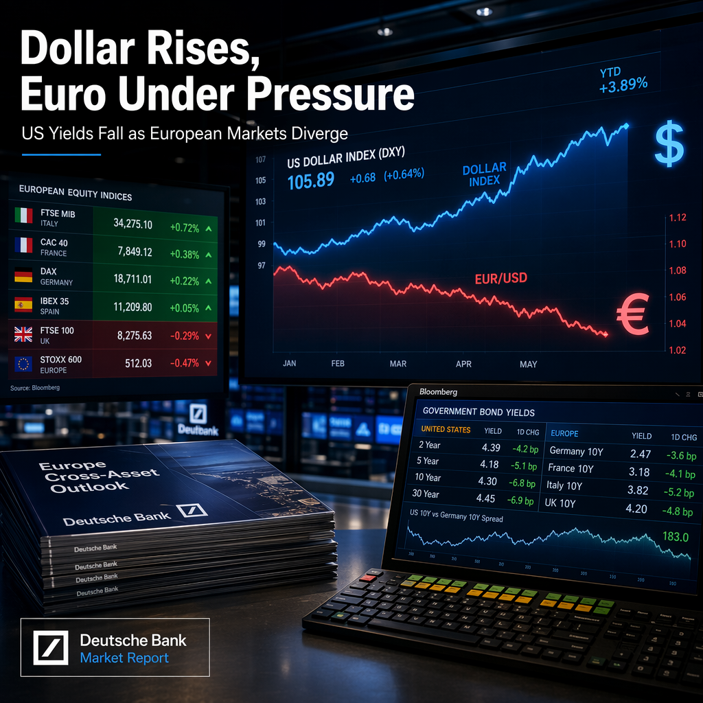 Dollar Strength Pressures Euro as US Yields Fall and European Stocks Diverge