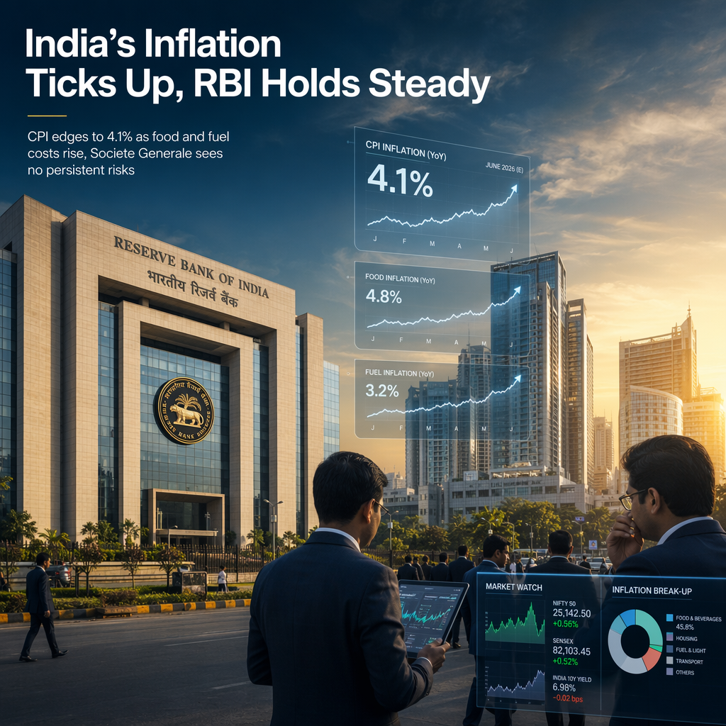 India's CPI Inflation Expected to Edge Up to 4.1% in June 2026, Supporting RBI's Cautious Stance
